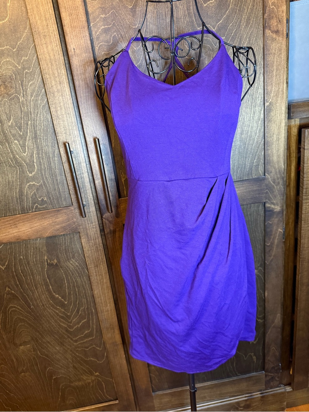 Zalalus Purple Sleeveless V-Neck Mini Dress